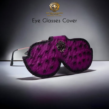 Purple Eyewear Glasses Cover Authentic Ostrich Leather Button Closure