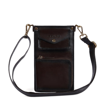 Cross Body Sling Bag With Multi Compartment For Easy Travel In Dark Brown Leather