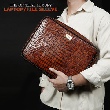 Smokey Finish File/Document Holder in Croco Textured Leather