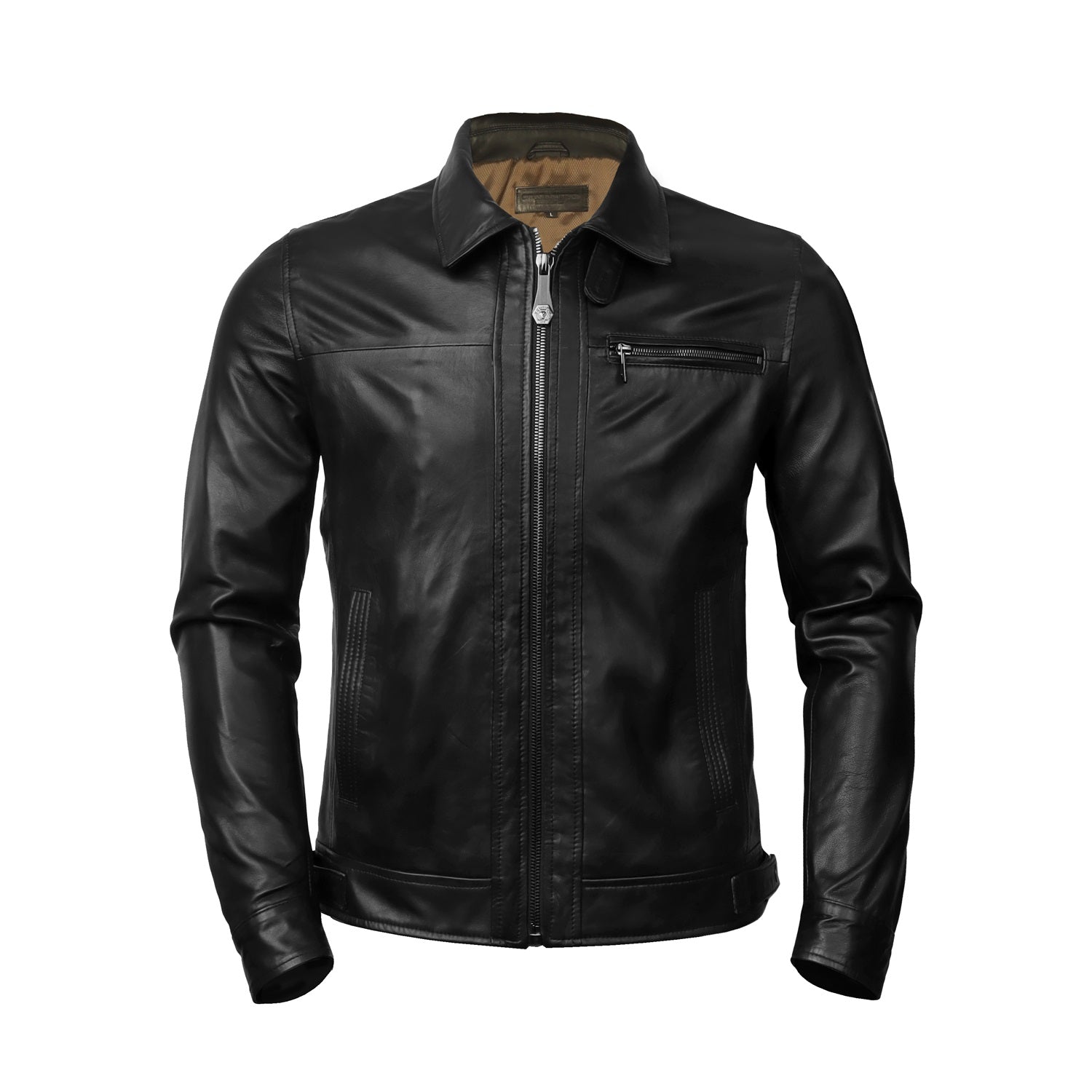 Men's Black Leather Club Collar Regular Fit Jacket By Brune Bareskin