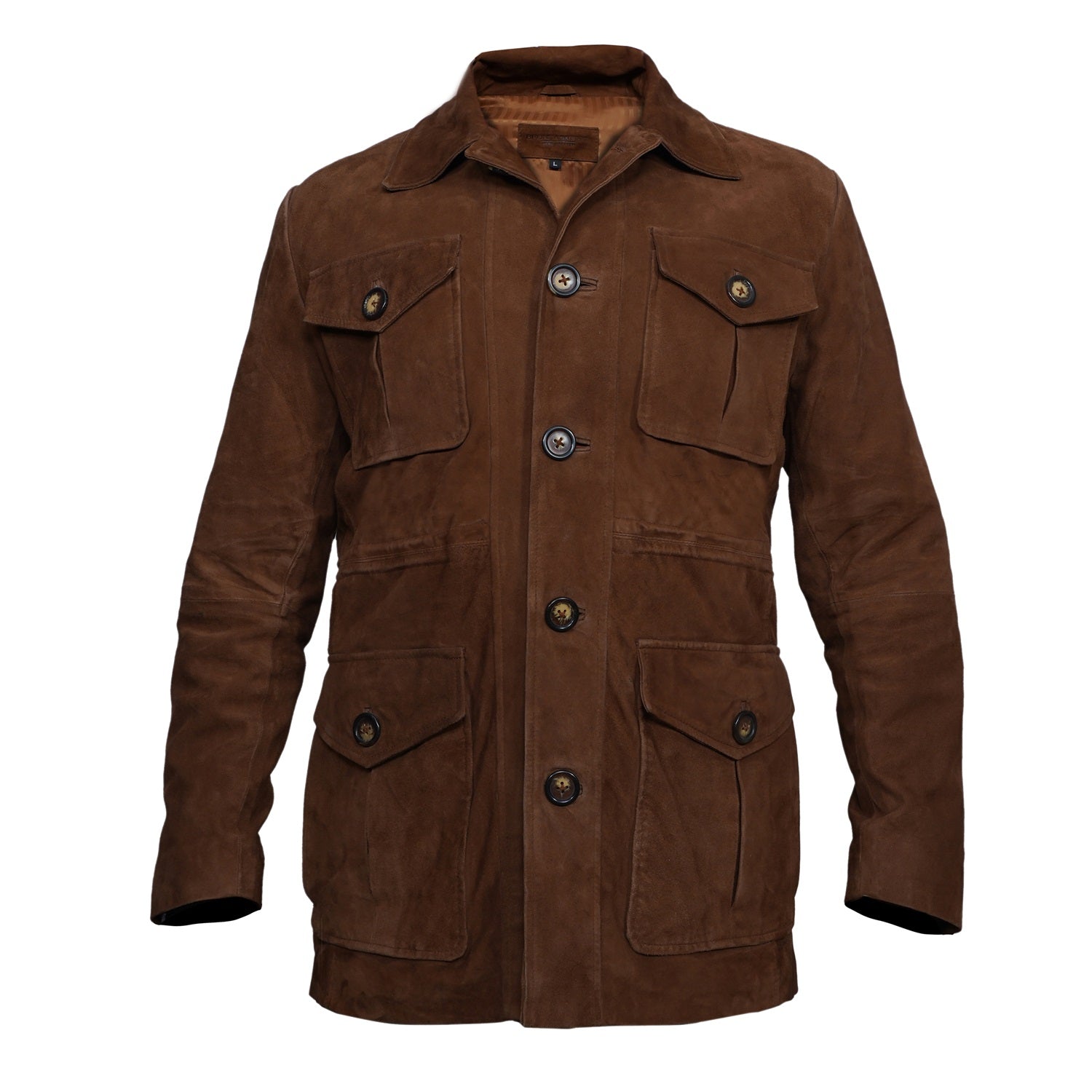 Safari Brown Goat Suede Leather Jacket - Main Image