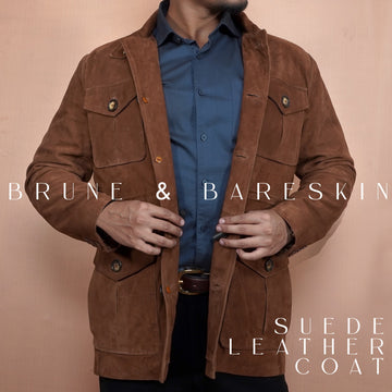Safari Brown Goat Suede Leather Jacket