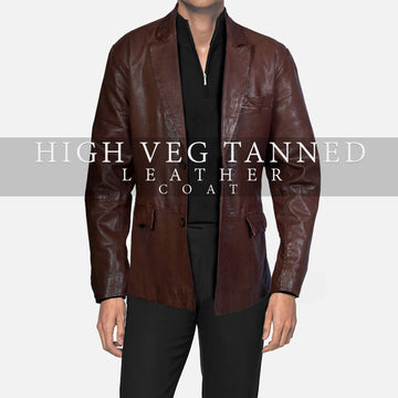 Brown High Veg Tanned Leather Blazer