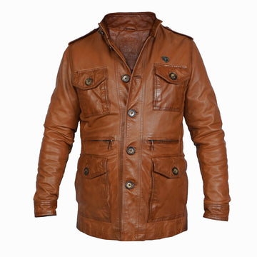 Tan Leather Coat & Field Jacket