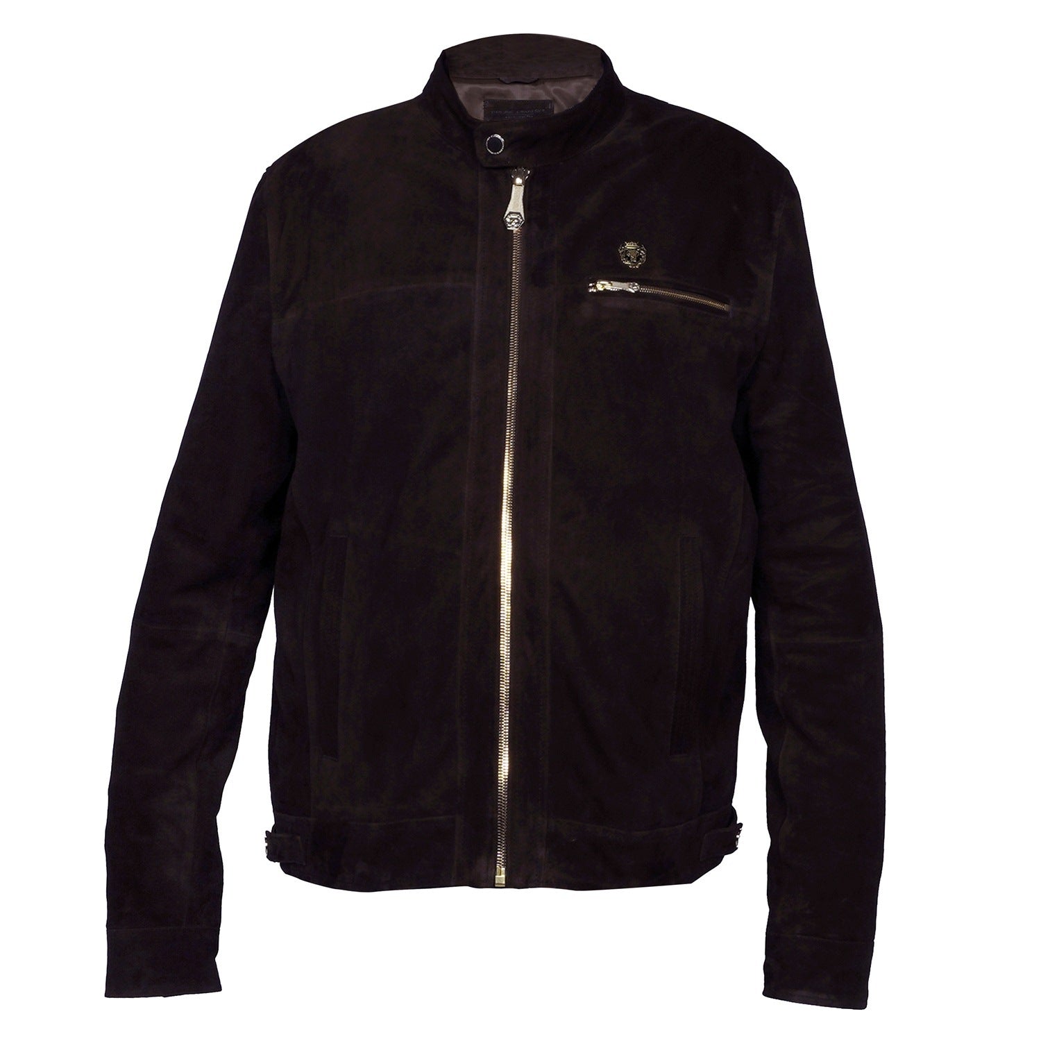 Slim Fit Dark Brown Suede Leather Jacket - Main Image