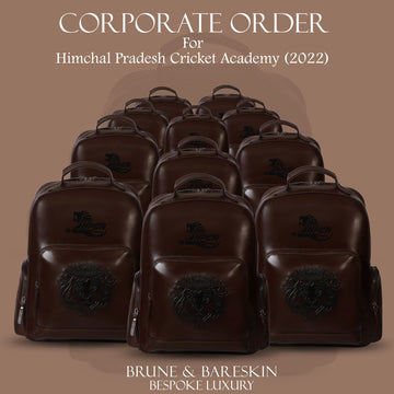 Himachal Pradesh Cricket Academy 2022 Custom Made Bulk Order Leather Dark Brown Backpack(Reference Price for 1 Unit)