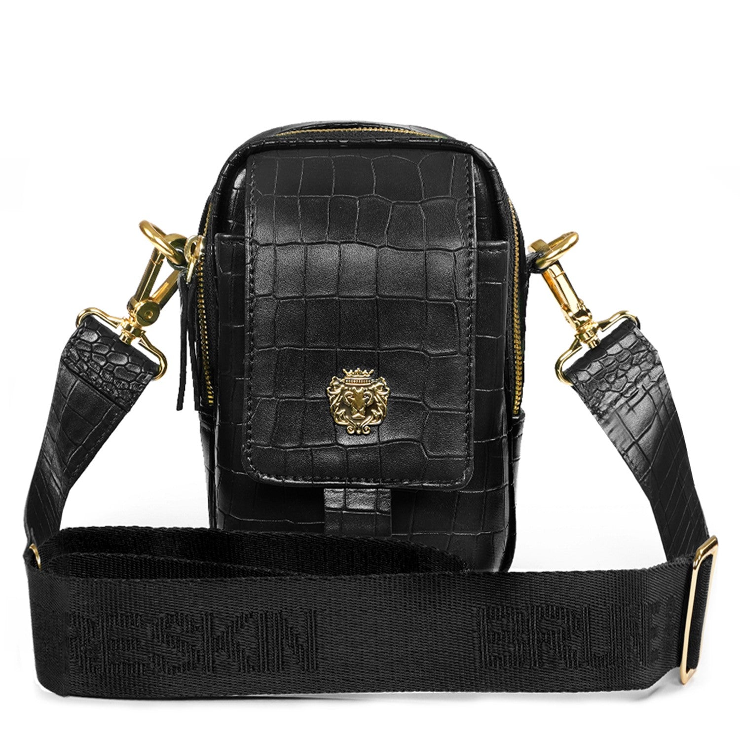 Branded Strap Black Cross-Body Bag - Main Image