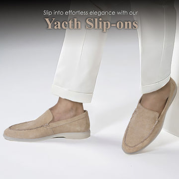 Light Weight Yacht Shoes in Beige Suede Leather