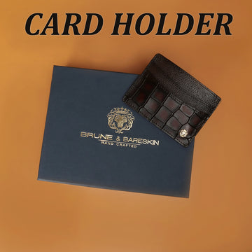 Smokey Card Holder in Dark Brown Leather