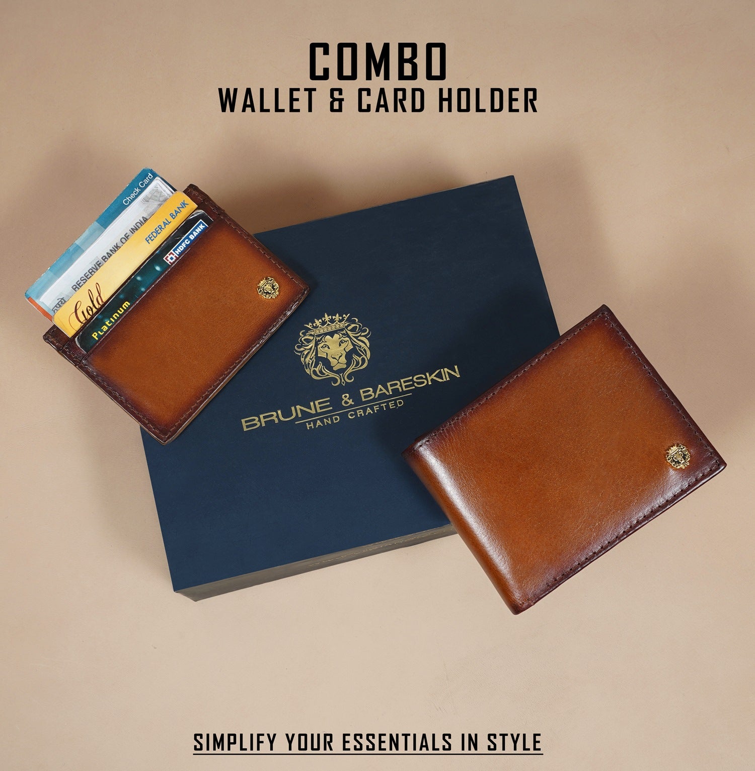 Combo Pack of Bi-Fold Wallet Card Holder in Genuine leather