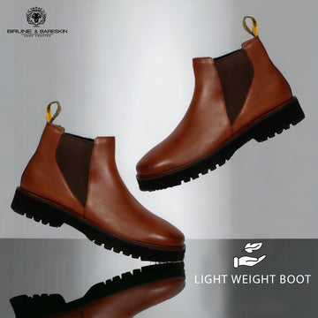 Men's Chelsea Leather Boots with Customized Chunky Sole