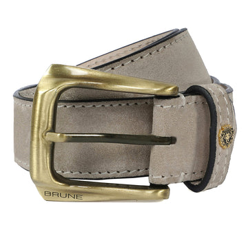 Suede Leather Beige Belt with Smokey Finish Golden Buckle