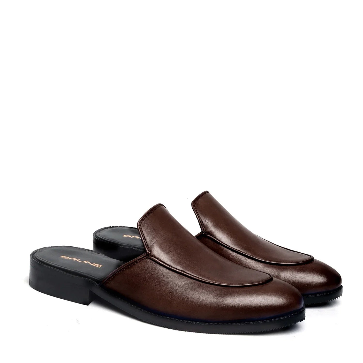 Dark Brown Leather Mules (Summer Special) by Brune Bareskin