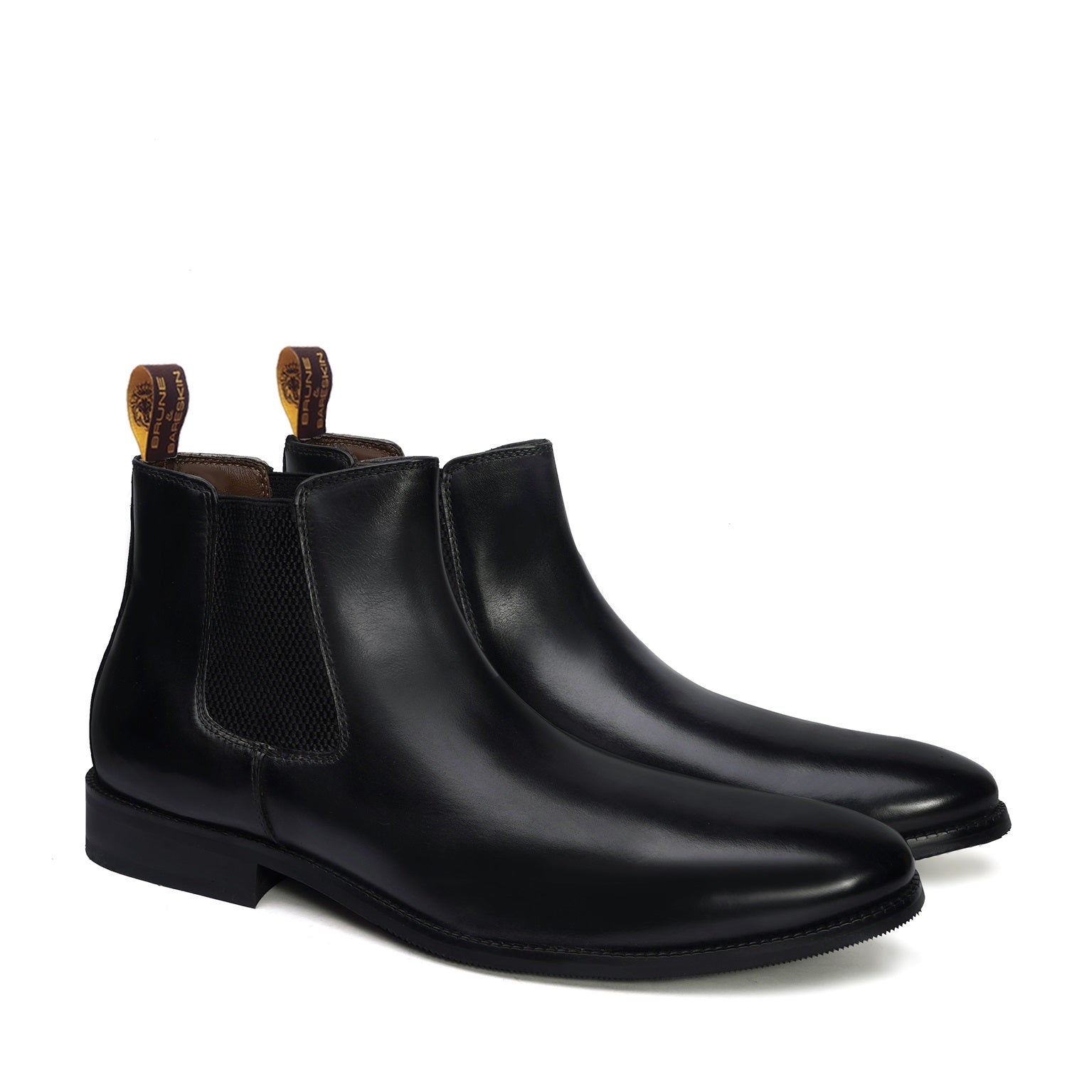 Black Leather Hand Made Chelsea Boots For Men By Brune Bareskin