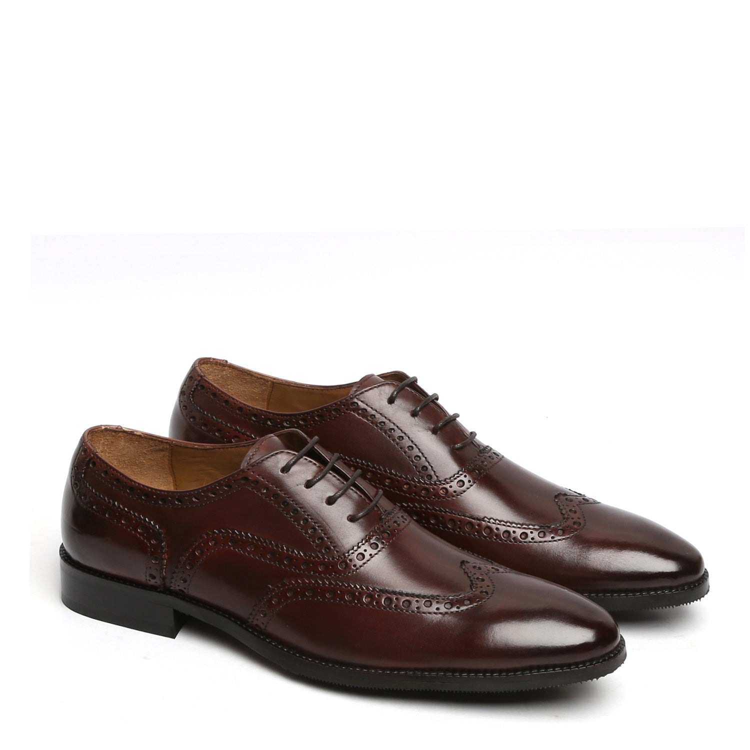 DARK BROWN FULL WINGTIP BROGUE LEATHER OXFORDS SHOE BY BRUNE BARESKI