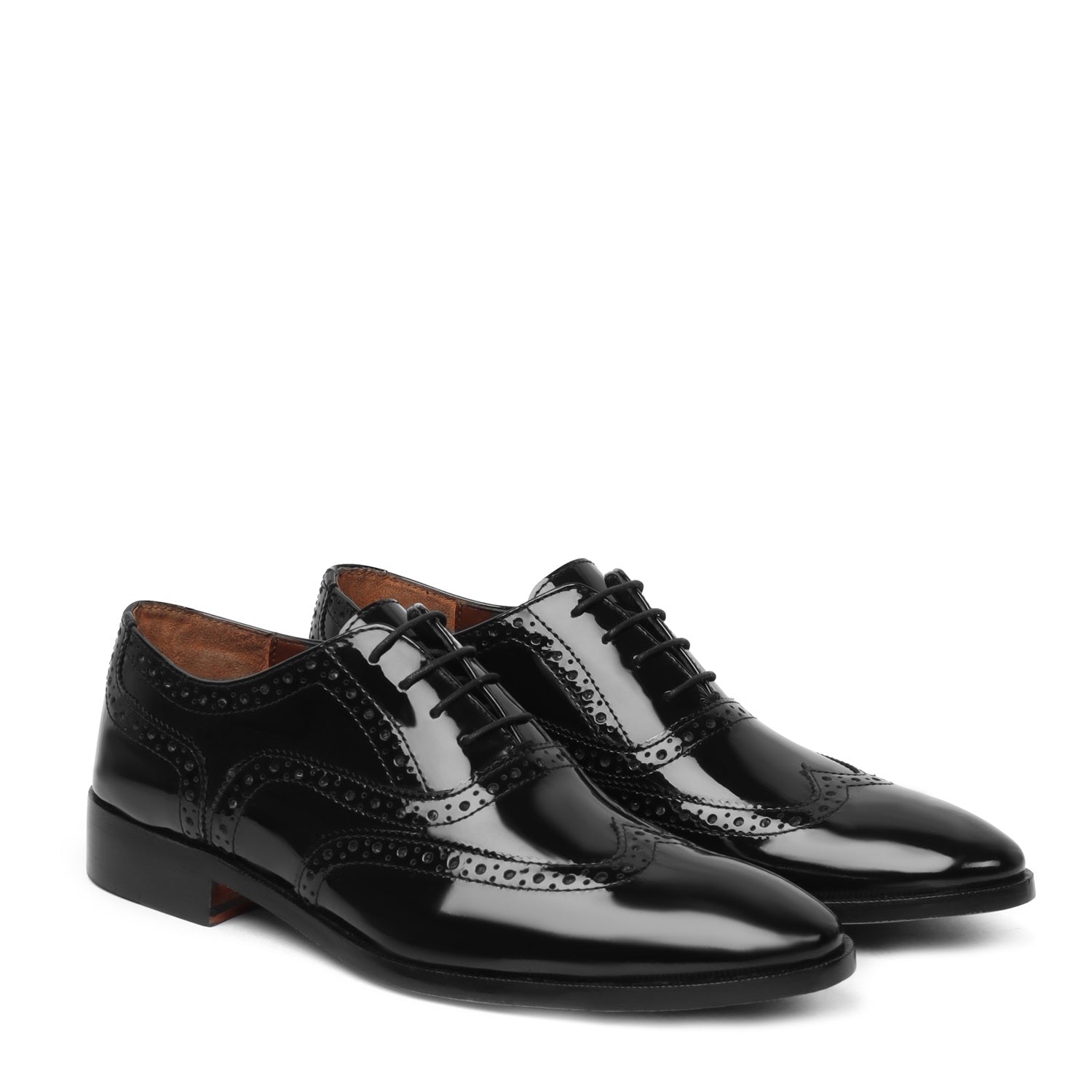 Men's Full Wingtip Punching Brogues Oxford Patent Leather Shoe By Brun