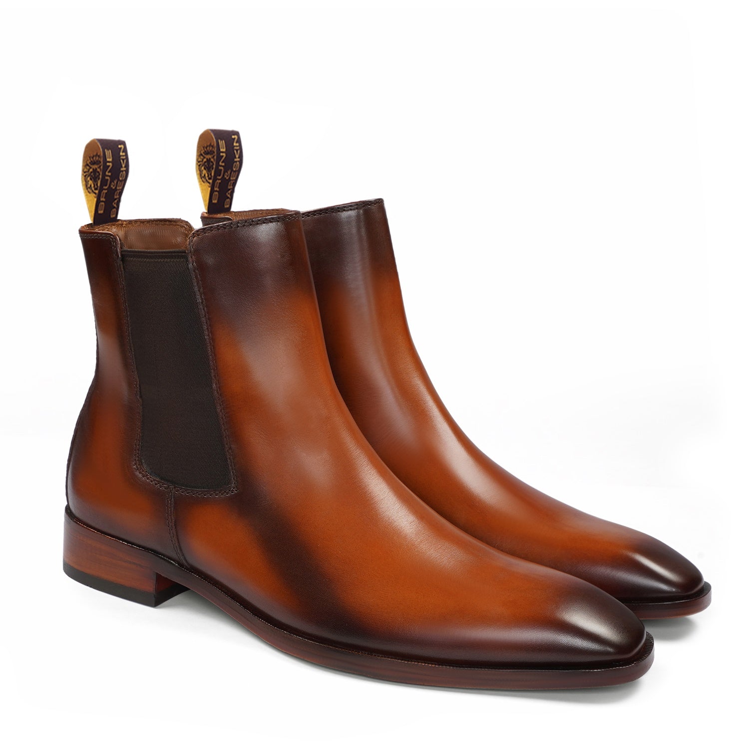 Tan Chelsea Boots For Men With Leather Sole - Main Image