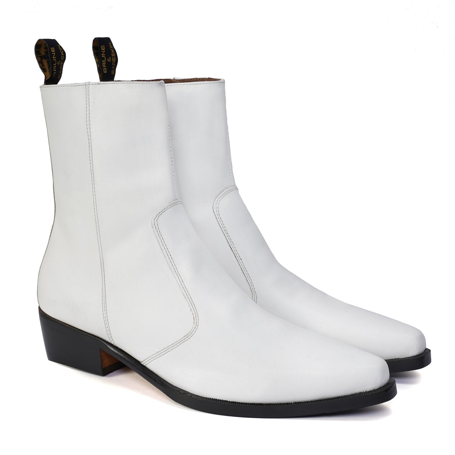 Cuban Heel Cowboy Boot in Genuine White Leather - Main Image
