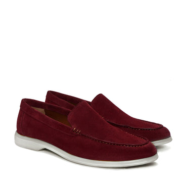 Light Weight Suede Yacht Shoes in Wine Leather