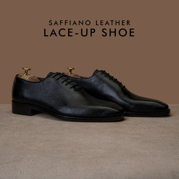 Oxford Lace-Up Formal Shoes in Black Saffiano Leather