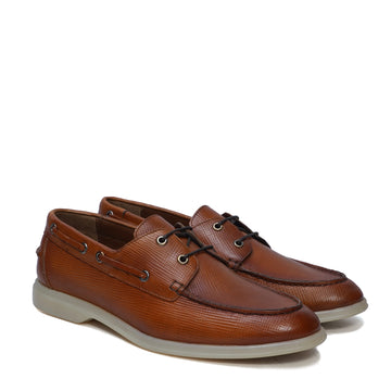 Tan Yacht Shoes in Saffiano leather