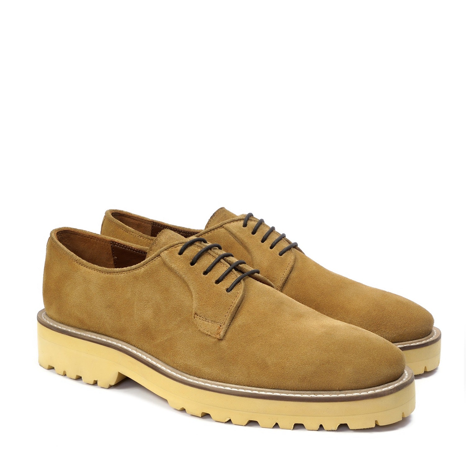 Beige Formal Shoes for Men in Suede Leather