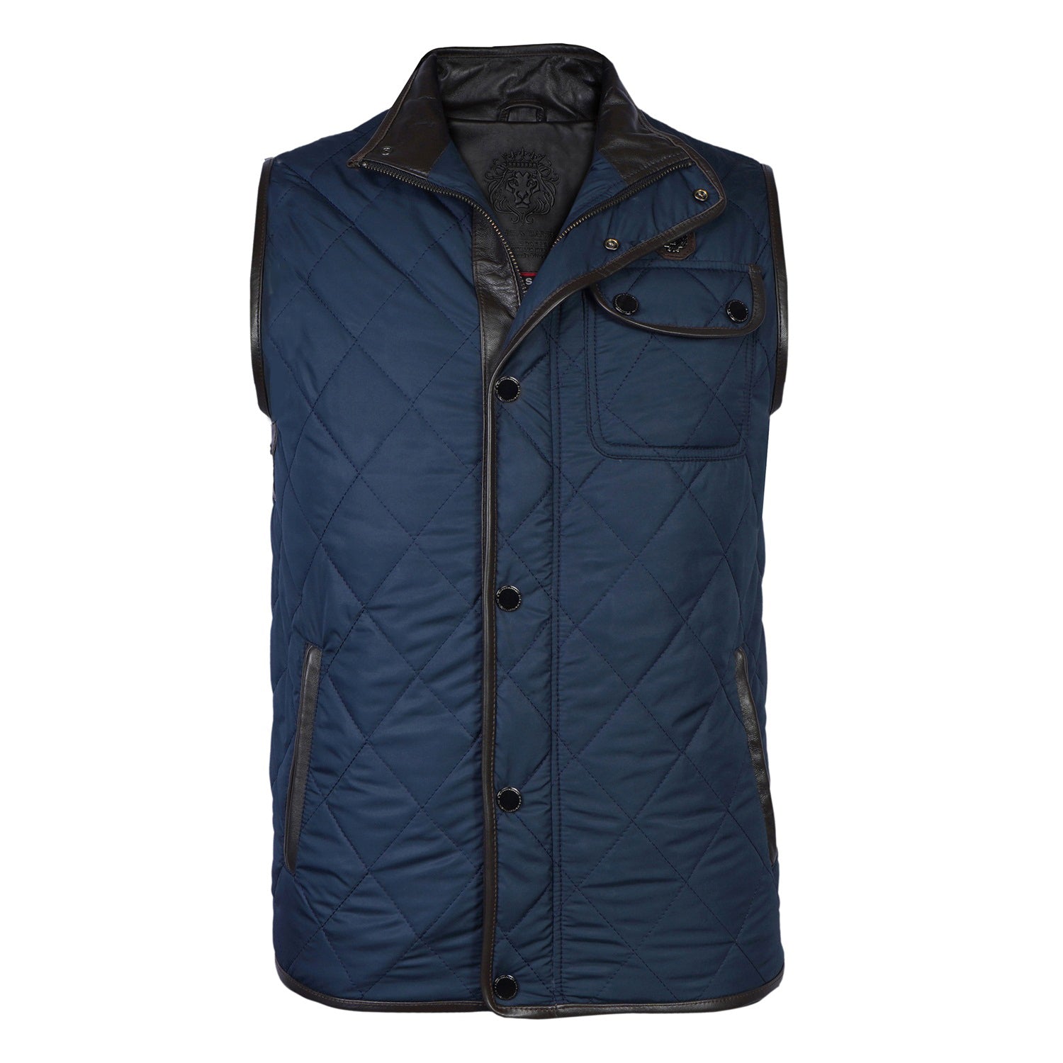 Blue Puffer Jacket With Chest Flap Pocket - Main Image