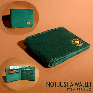 Italian Velvet Bi-Fold Wallet in Dark Green Color