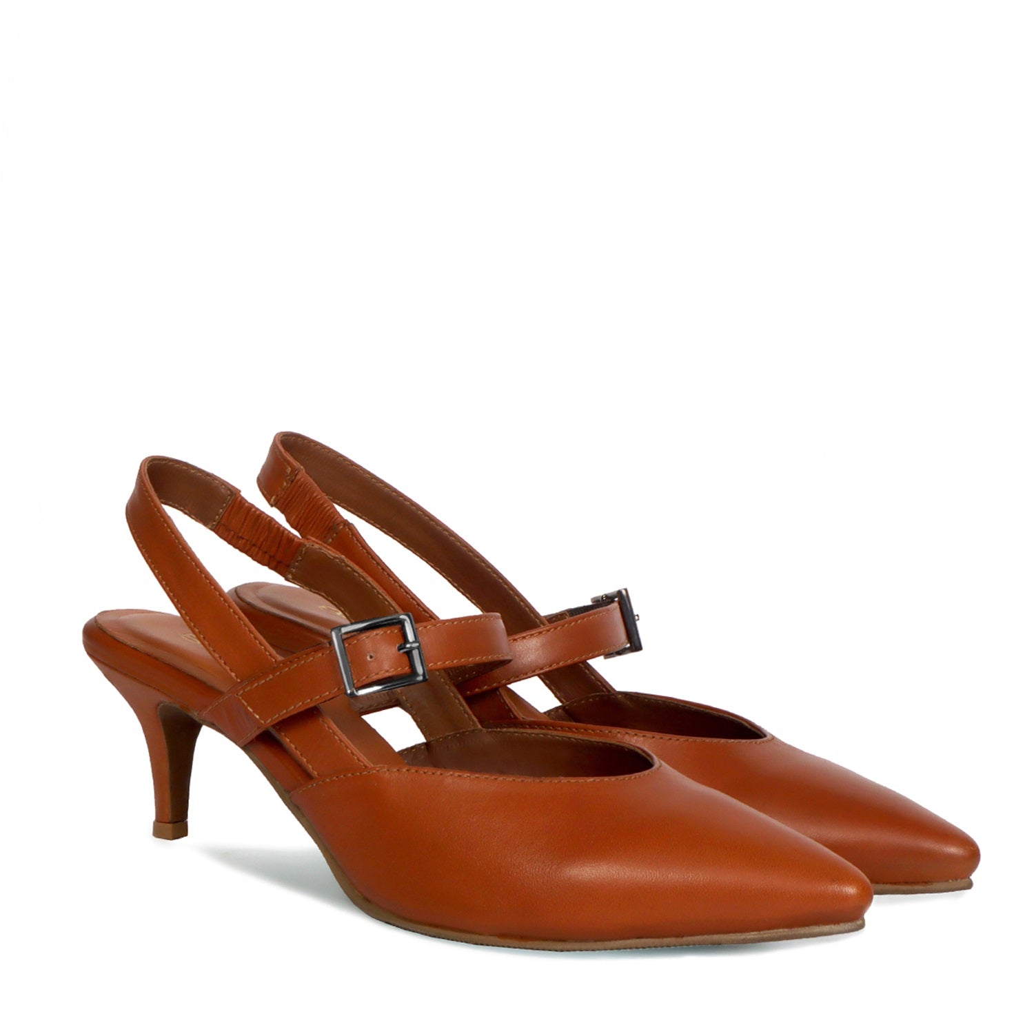 Low Heel Ankle Strap Chic Pointed Toe Slingback Pumps and Classy Kitte