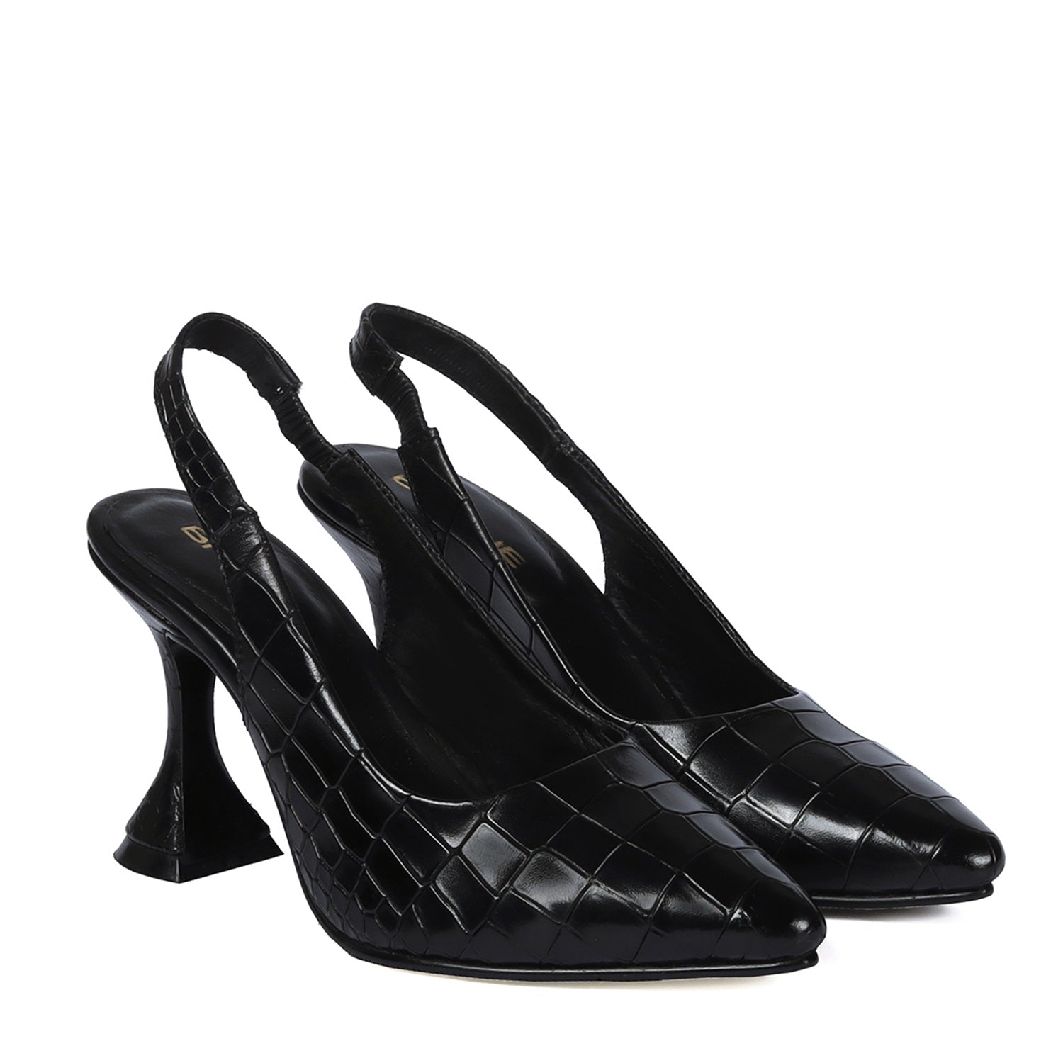 Sling Back Fluted Heel Partywear Black Sandal - Main Image