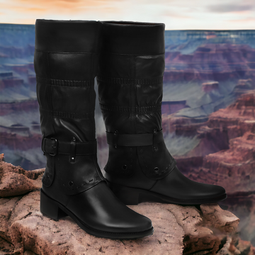 Black Forever Comfort Adjustable Buckle Straps ankle foldable ladies Boots
