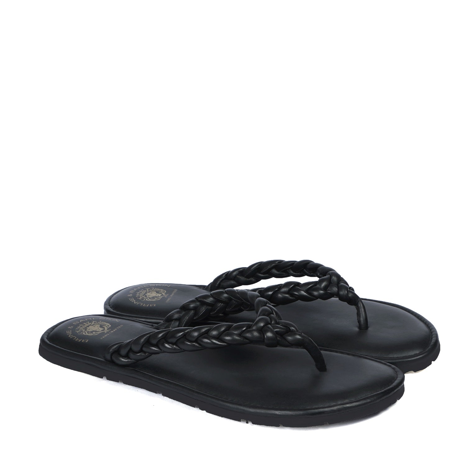 Women's Black Knotted V-Strap Slippers By Brune Bareskin
