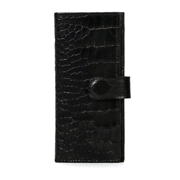 Ladies Long Wallet in Black Genuine Leather