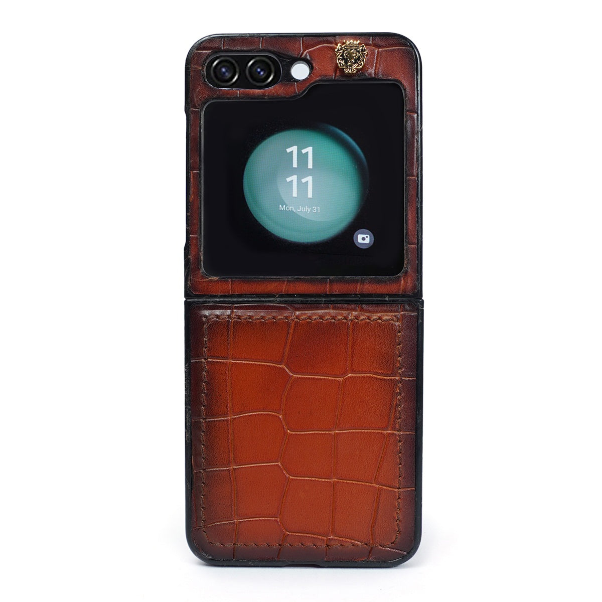 Samsung Galaxy Flip Mobile Cover with Tan Deep Cut Croco Textured Le