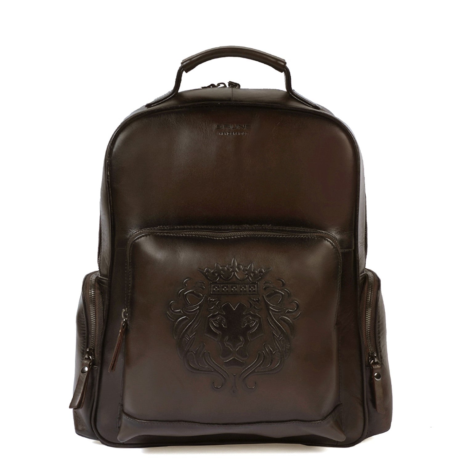 Large Dark Brown Leather Backpack Unisex Travel-College Bag By Brune