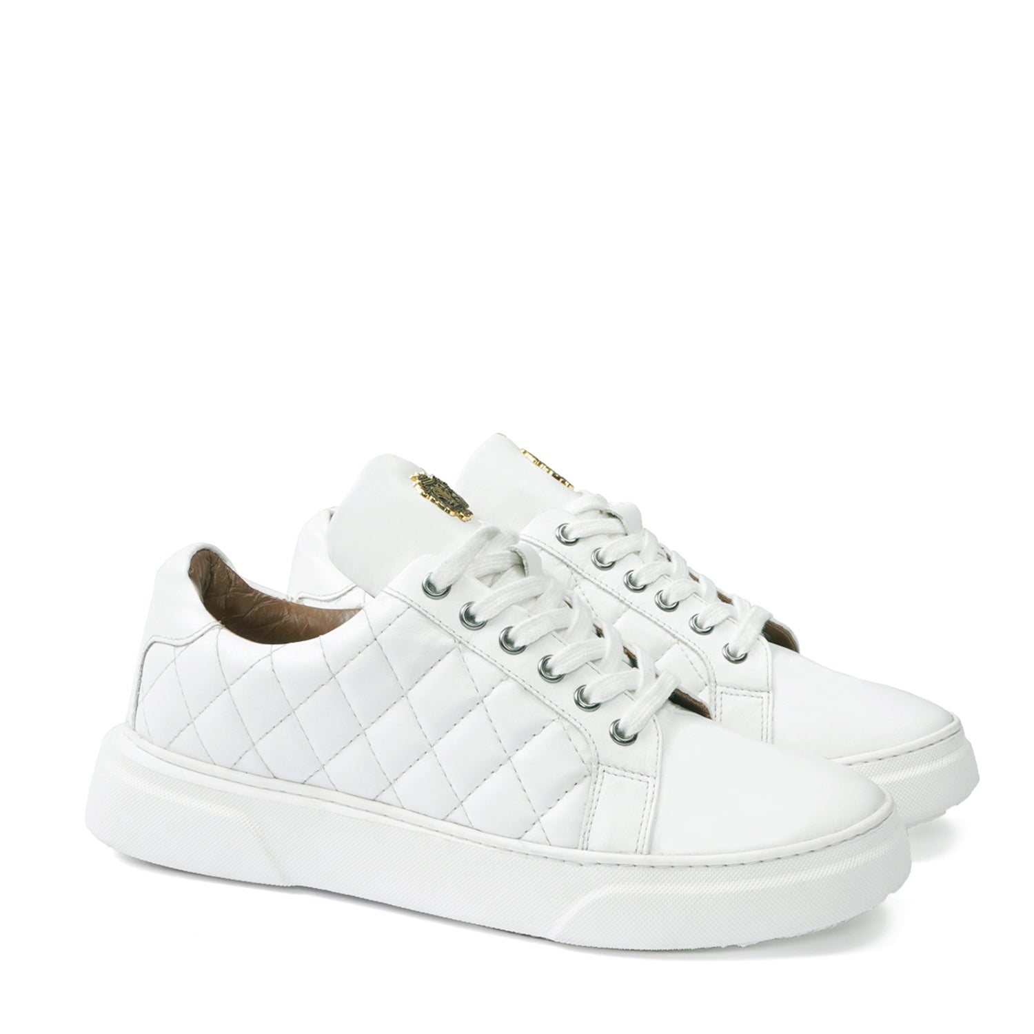 Diamante Slip On Trainers Womens White Diamond Stitched Low-Top