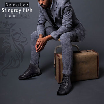 Men's Black Stingray Leather Sneakers