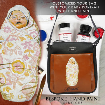 Custom Made Hand-Paint Bag with New Born Baby Portrait