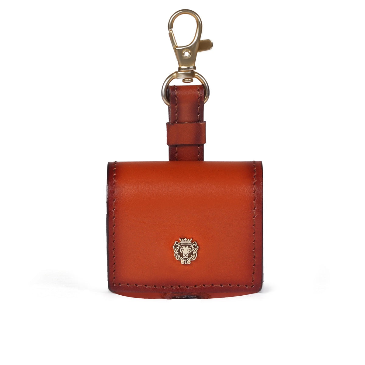 Stylish Square AirPods Pro Carrying Case in Tan Leather Flapover Mini