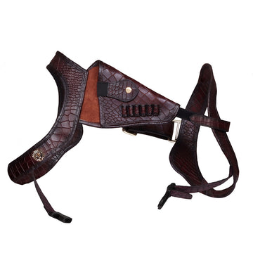 .32 Pistol Shoulder Holsters With Bullet Holder in Deep Cut Dark Brown Leather(MTO)