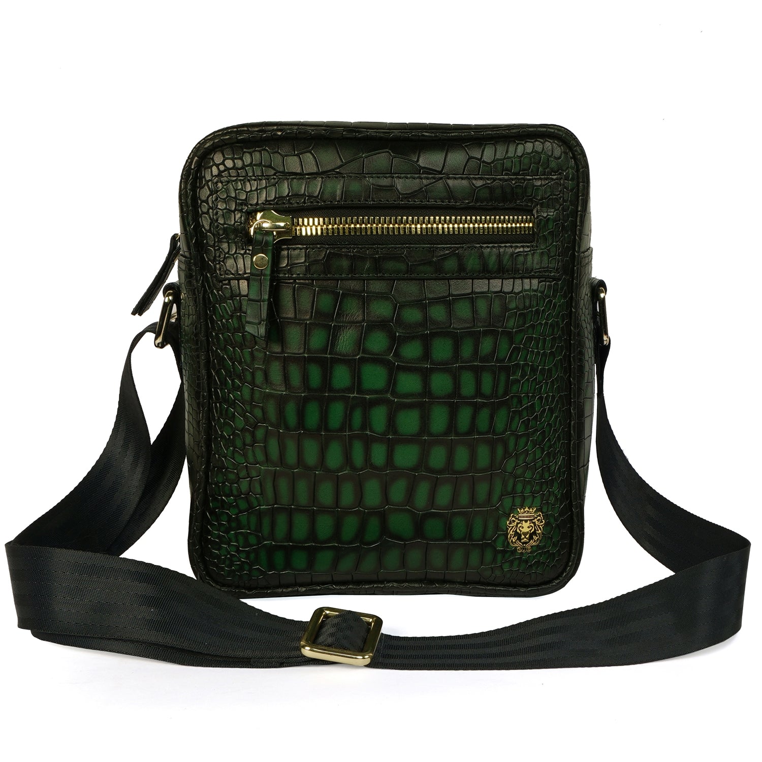 Customized Extra Space Cross-Body Bag in Smokey Green Croco Textured L