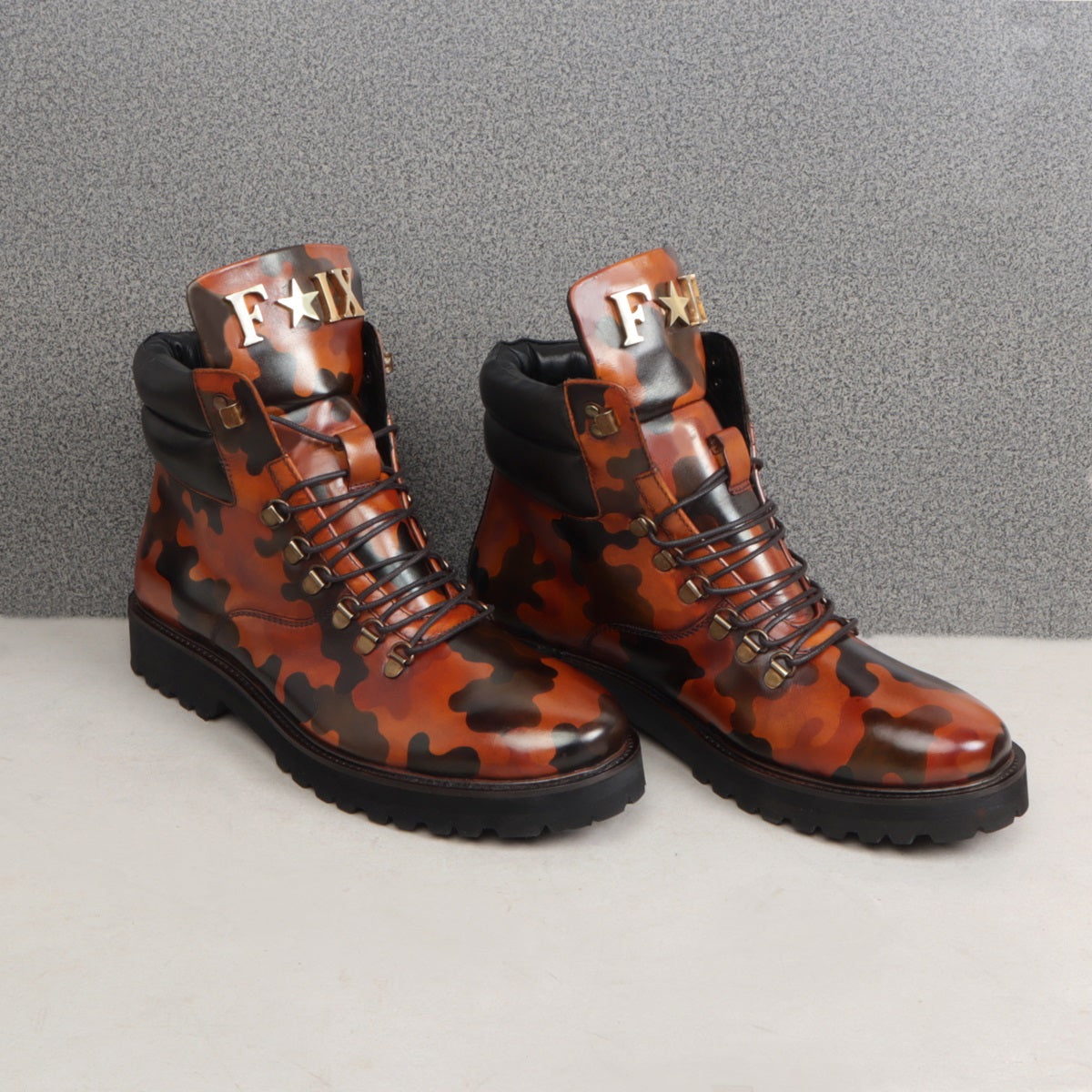 Customized Metal Initial Camo Tan Hand-Paint Leather Light Weight Bike