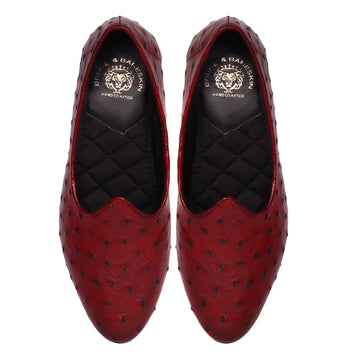 Exotic Wine Jalsa Jutti in Real Ostrich Leather