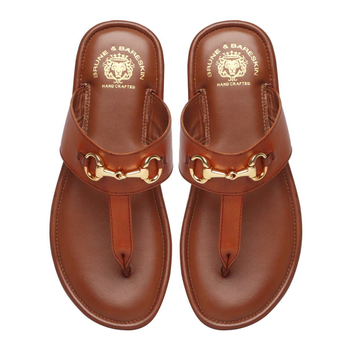 Tan Horsebit Detailed Genuine Leather Slippers By Brune Bareskin