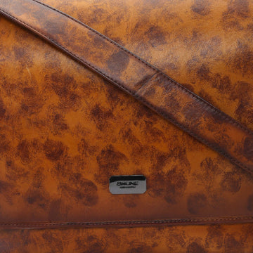 Tan Smudged Print Leather Messenger Bag By Brune & Bareskin