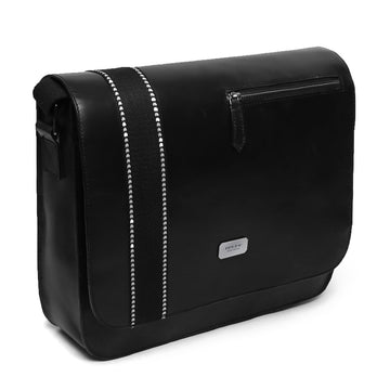 Lebanta | Black Leather Messenger Bag By Brune & Bareskin