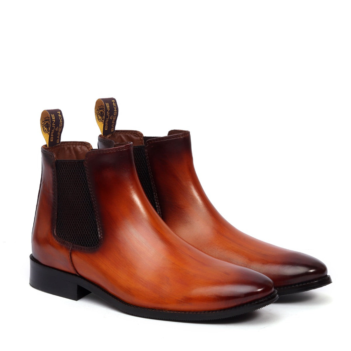 Tan Leather Hand Made Chelsea Boots Men By Brune &