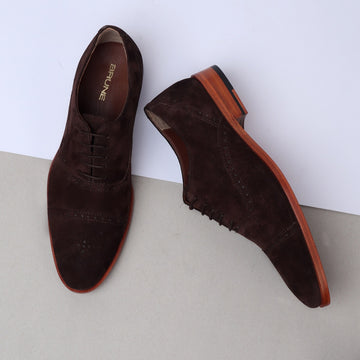 Dark Brown Formal Shoes for Men in Suede Leather