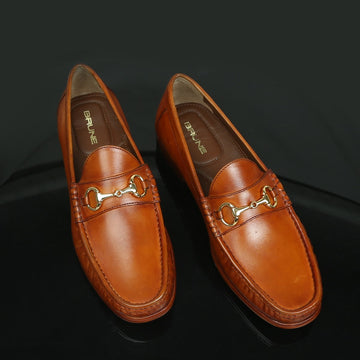 Tan Horsebit Loafers with Leather Sole