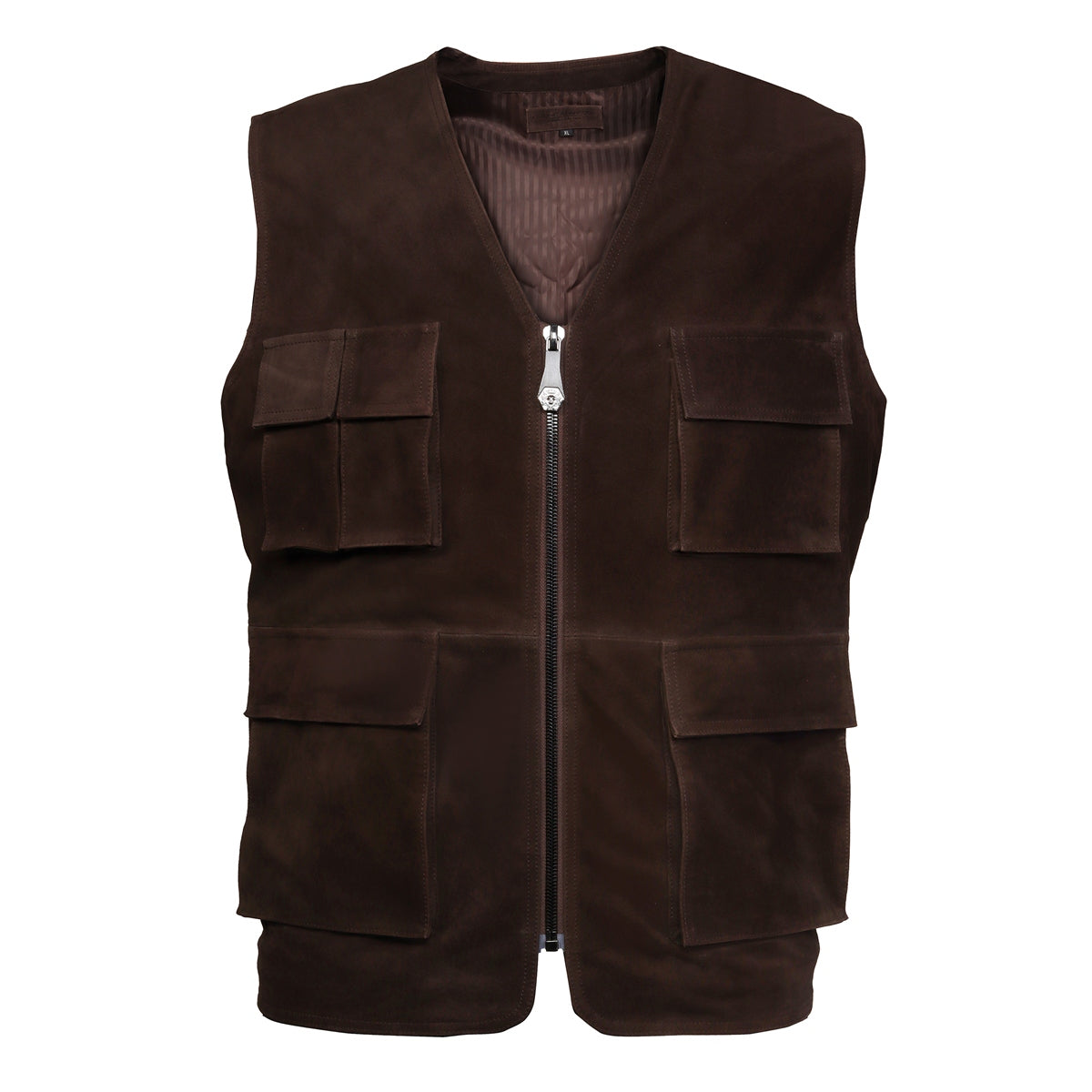 Brown Big And Tall Mens Leather Vest Handmade Elegant Dark Brown